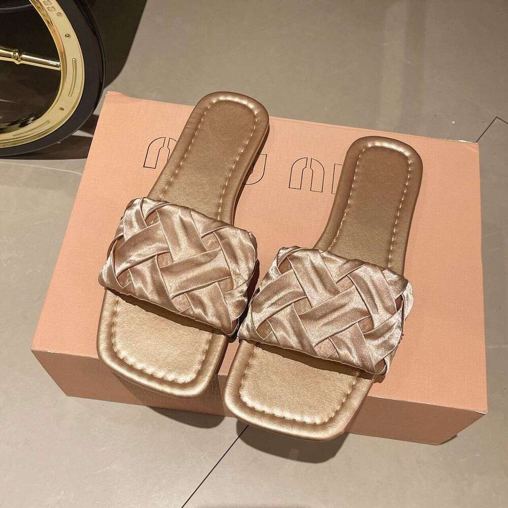 Cross Shaped Satin Flat Slippers For Spring And Summer 2025, Casual, Breathable, Comfortable, Wear-resistant, Fashionable, Designer Sandals, Free Ship
