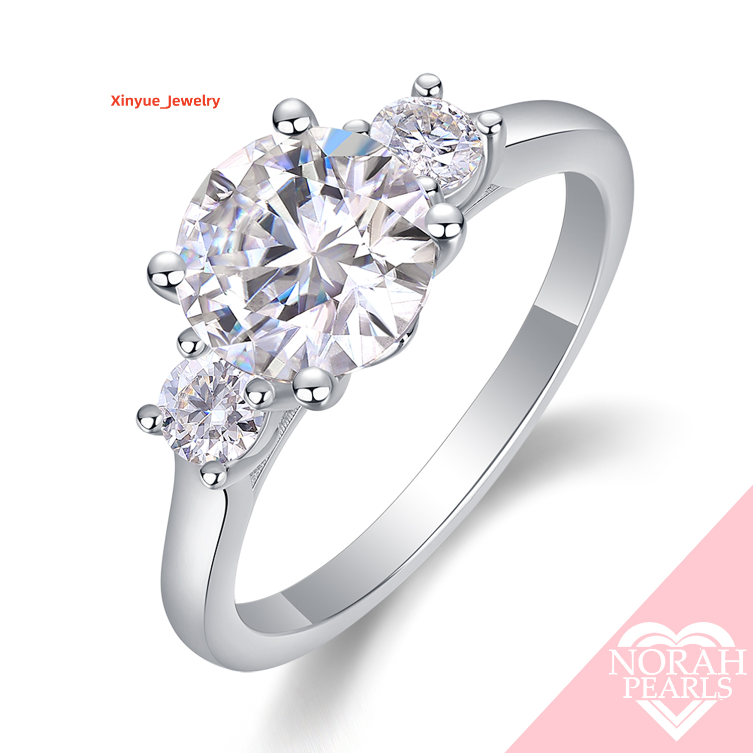 925 Moissanite 2CT Three Stone Ring Jewelry Wholesale