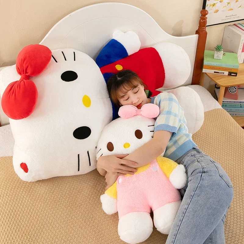 Sanrio New 80cm Oversize Kawaii Sanrio Hello Kitty Plushie Doll Hello Kitty Pink Stuffed Toys Cute Anime Soft Pillow Kids Birthday Gift w250530