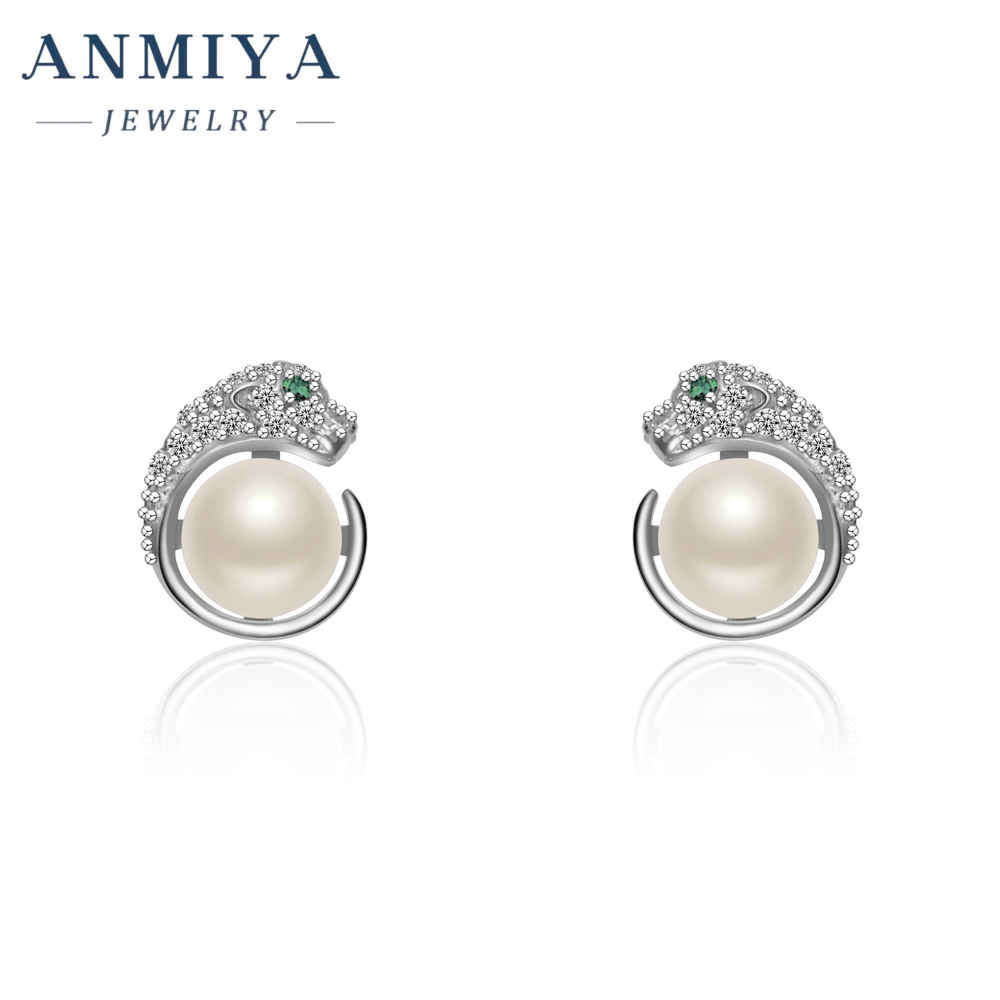 Unisex 925 Sterling Silver Ins Fashion Jewelry New Tide Unique Style Freshwater Pearl Shape Stud Earrings Leopard