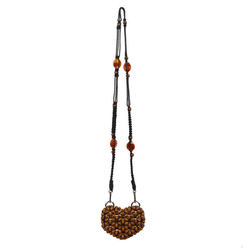 Summer Woven Small 2025 New Forest Style Sweet Girl Fashion Hollow Color Bead Single Shoulder Crossbody Heart Bag
