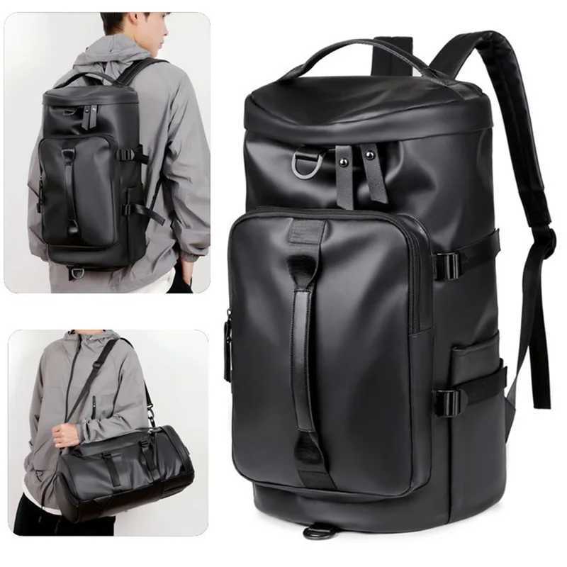 Gym Travel Backpack Versatile Faux Leather Bag for Men Women Casual Outdoor Sports Shoulder Bags Fitness Weekender Duffel Y250530