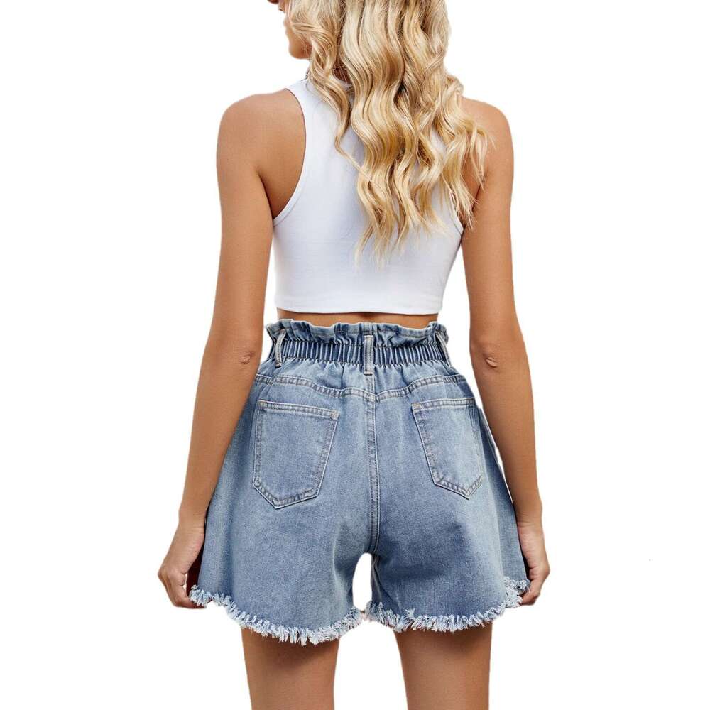 Shorts Women Denim Shorts Women S Summer New Washed Elastic Waist Denim Bloomers Shorts Trend Jean Shorts