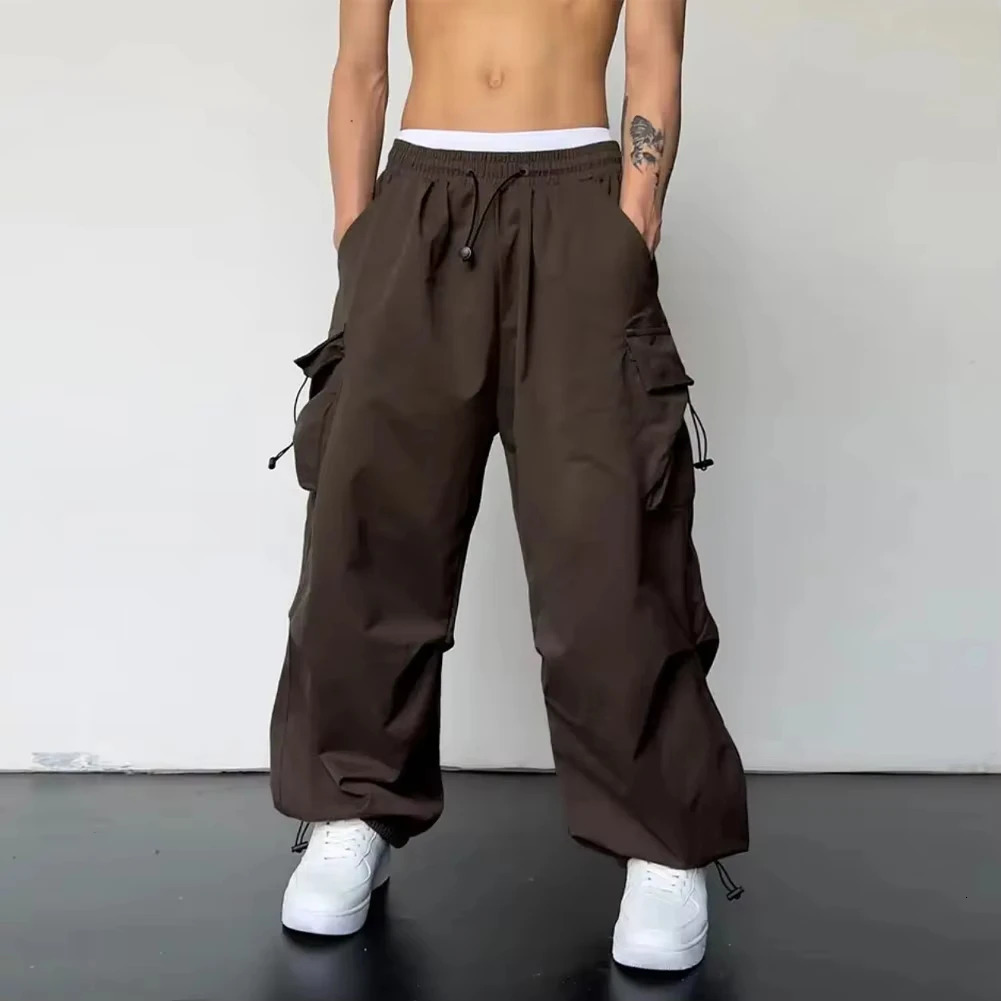 Men Classic Streetwear Vintage Solid Color Y2k Hip Hop Wide Leg Loose Seamless Pants Jogger Baggy Casual Comfortable Sweatpants 250527