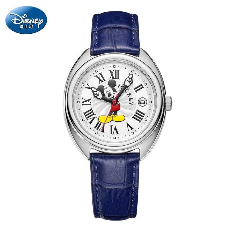 Disney Mickey Mouse Children Watches Luminous Leather Quartz Wristwatch Boy Girls Birthday Gift Student Clock Young Men Women XJ250530