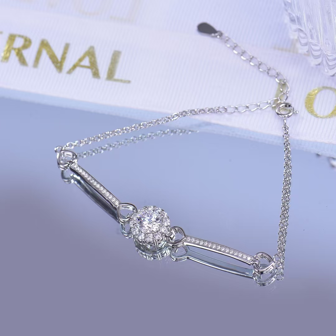 Classic Bingbing Bangle - Style Moissanite Bracelet - 925 Sterling Silver Plated with White Gold