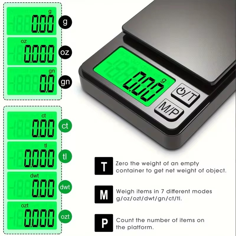 Precision Pocket Scale Mini Electronic Digital Gram Kitchen Balance Portable Scale With Backlit LCD Display 100g 200g 300g 500g/0.01g 500g/0.1g For Je