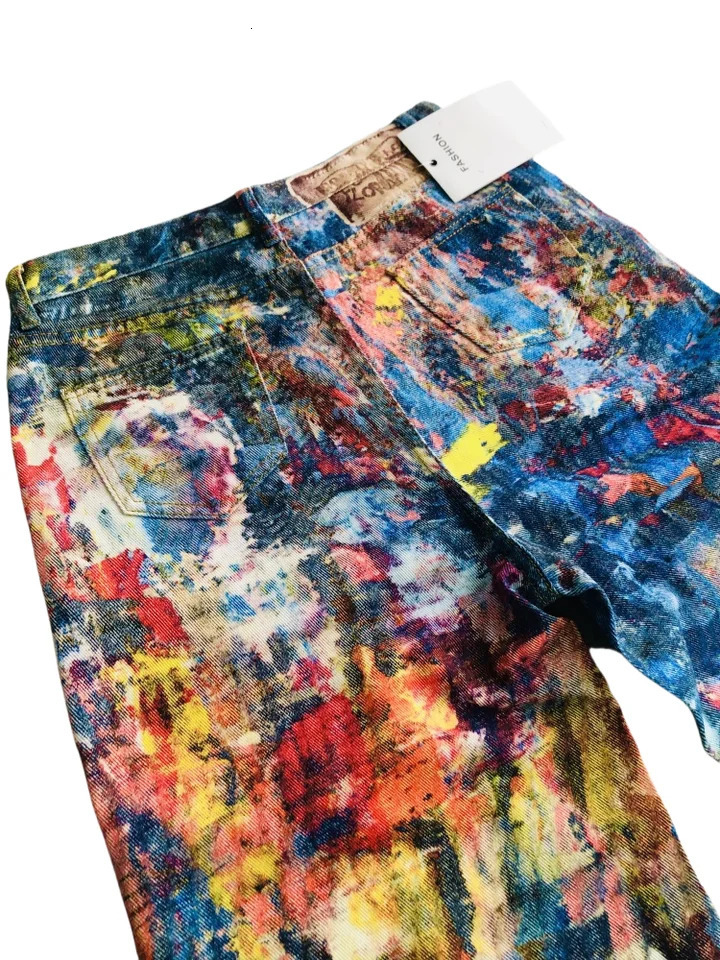 Cyber Y2K Fashion Colorful Graffiti Paint Baggy Jeans Pants For Women Clothing Gothic Wide Leg Lady Trousers Ropa Mujer 250530