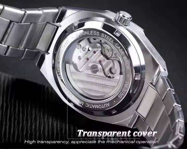 FORSINING Men's Automatic Mechanical Watch with Luminous Dial, Triple Sub-dials, and Stainless Steel Band