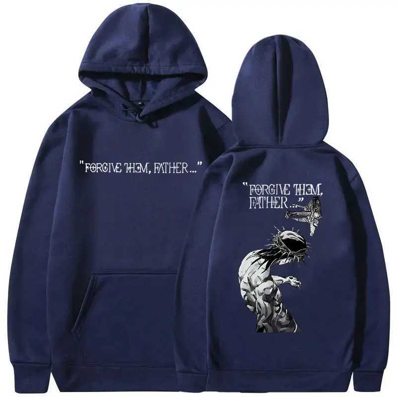 Christian Religious Jesus Forgive Them Father Hoodie Men Womens Gothic Rock Oversized Sweatshirt Male Casual Fleece Pullover W250530