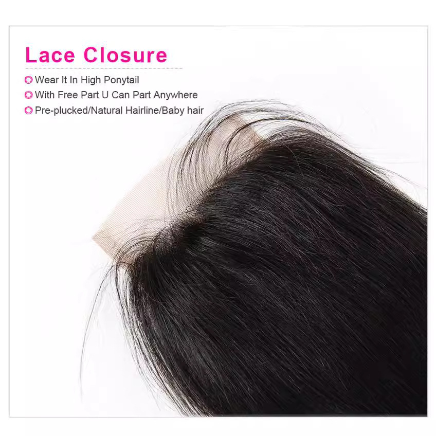 Straight Peruvian Human Hair Lace Frontal Closure 4*4inch