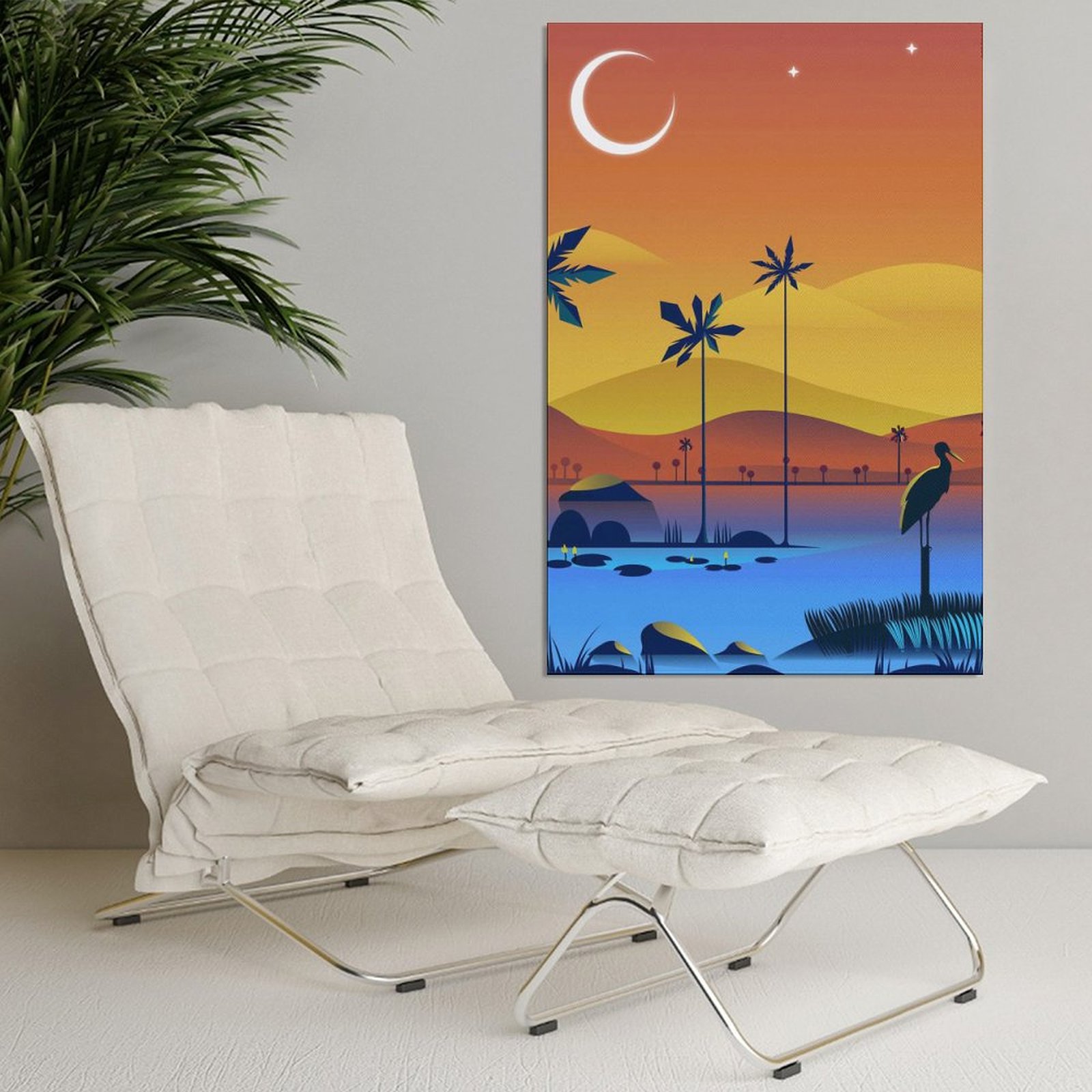 Wall Art Painting Village With Sunset View Canvas Prints Wall Painting Wall Art Decor Print Picture Paintings for Living Room Home Decor Luxury Unfram