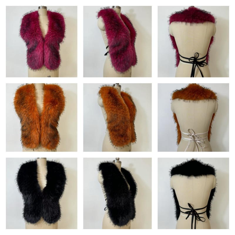 New Fluffy Faux Fur Halter Cropped Top For Women Sexy Backless Sleeveless Tank Vest Female Chic Street Club Party Chic Tops