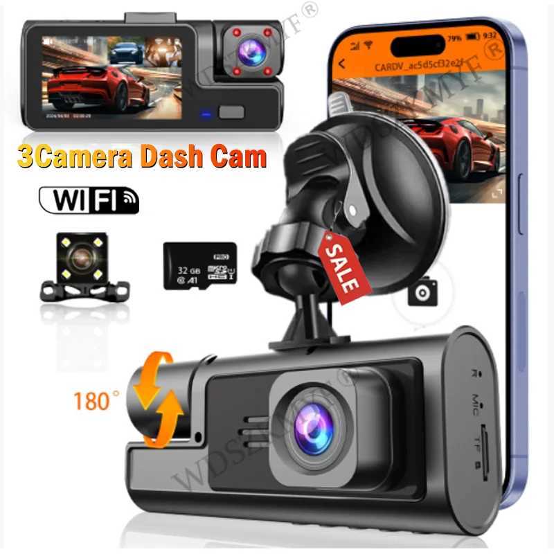 Car dvr 3 Channel Dash Cam for Cars 1080P Car Camera WIFI Video Recorder Front inside Rear View Camera Car dvr Black Box Car Assecories R250529 UX2E