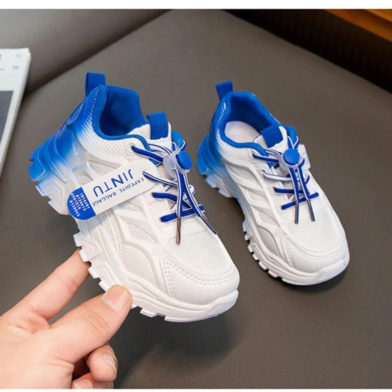 Girls Running Mesh Breathable Shoes Kids Soft Sole Non Slip Sports Shoes Boys Girls Lace Up Adjustable Button Comfort Sneakers 250527