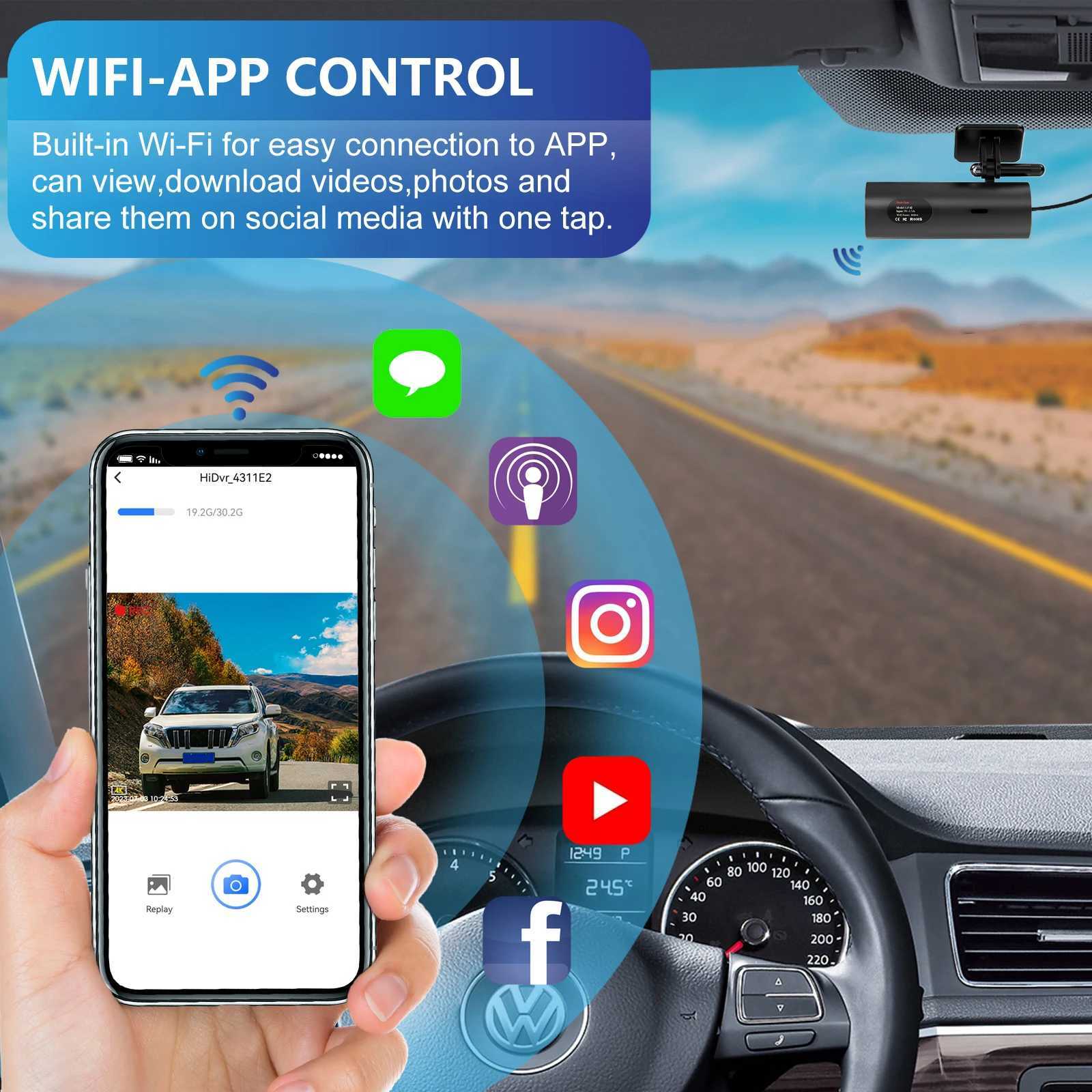 Car dvr Dash Cam auto 4K WiFi Front Camera Mini Car dvr Video Recorders Night Vision 24H Parking Monitor surveillance Recording camera R250529