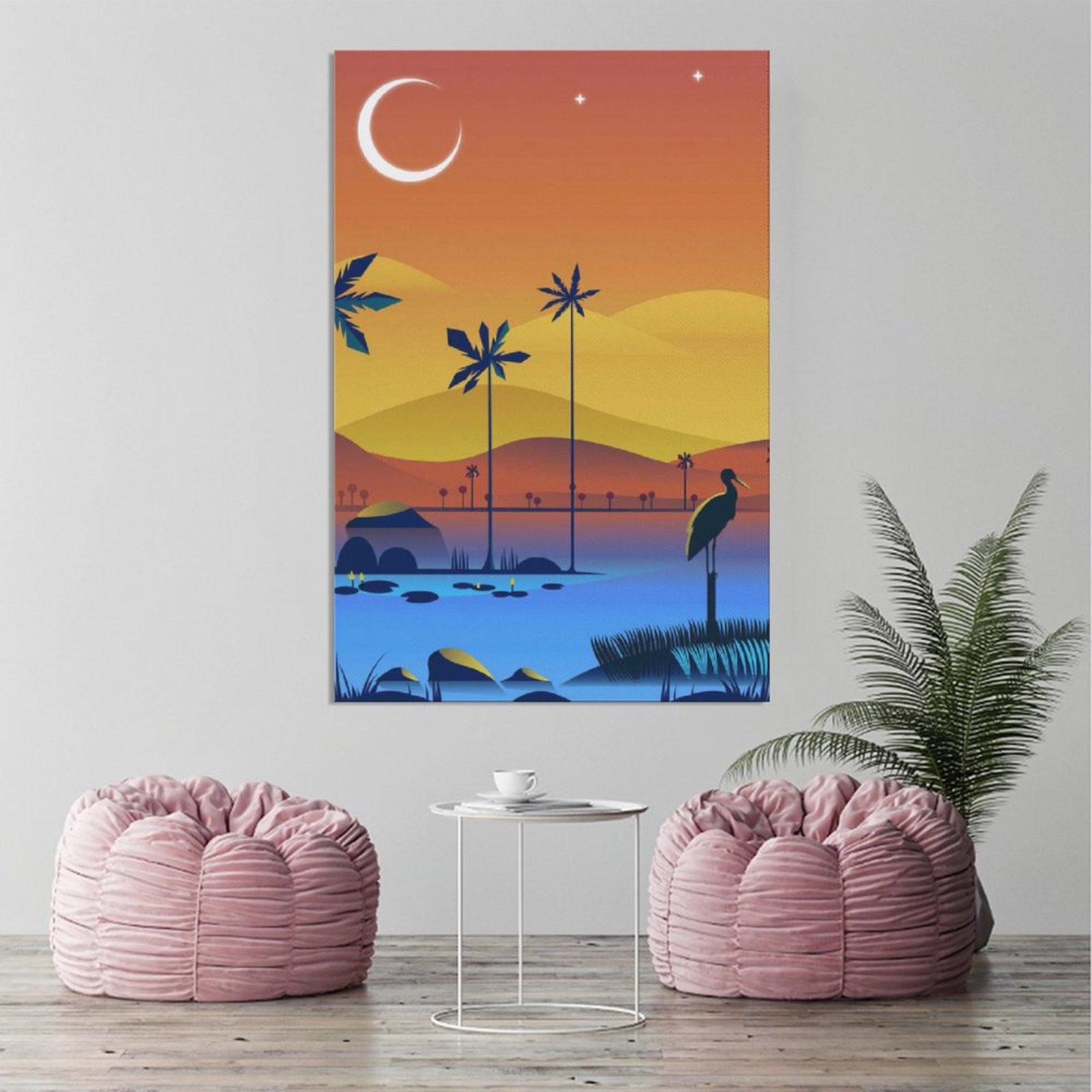 Wall Art Painting Village With Sunset View Canvas Prints Wall Painting Wall Art Decor Print Picture Paintings for Living Room Home Decor Luxury Unfram