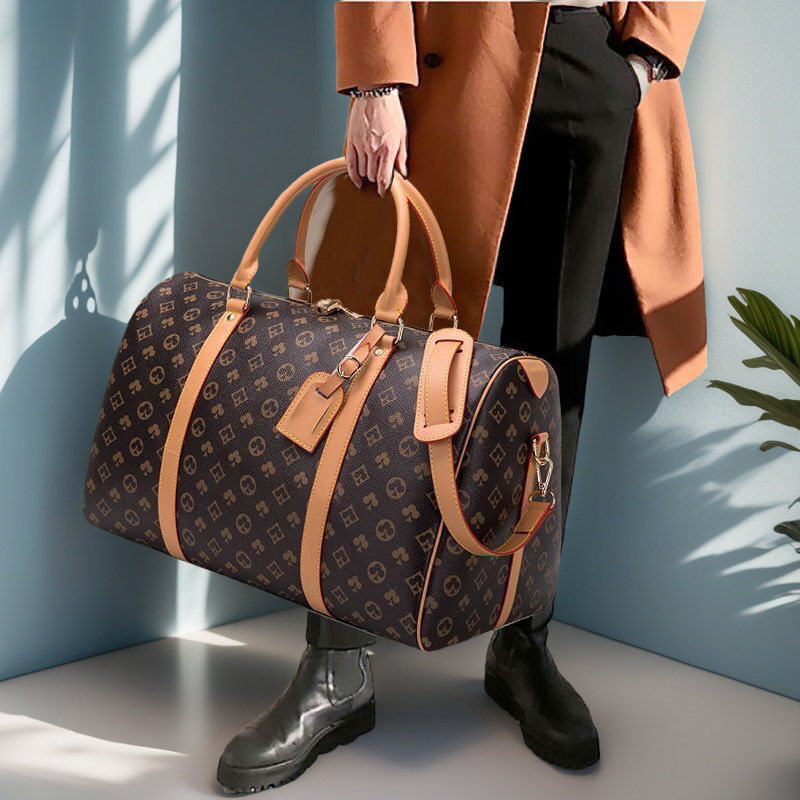 55Cm Leather Designer Men Duffel Bags Leather Suitcases On Luggage Bags Sport Outdoor Packs Shoulder Women Travel Bags Messenger Bag Tote Bag Unisex Handbag