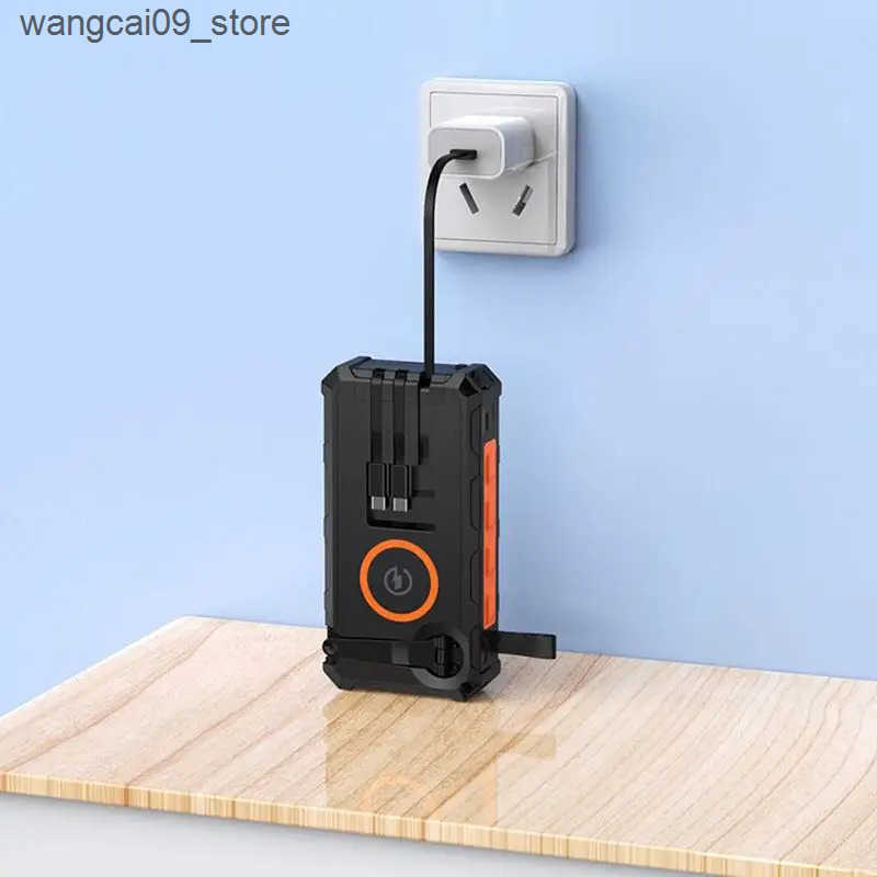 Solar Power Bank Hand-Cranked Battery Bank Charger With LED Light Foldable Powerbank Built-In SOS Alarm Function And Compass For z250530