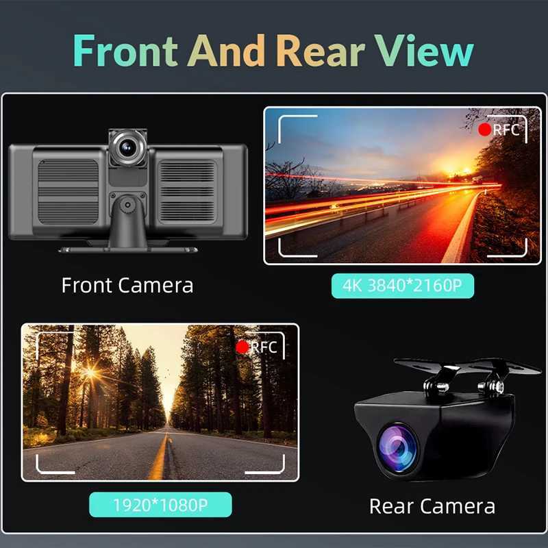 Car dvr 4K AUX Car dvr Wireless Large Screen CarPlay Android Auto Dash Cam GPS Optinnal Rear Camera 24H Parking Monitoring R250529