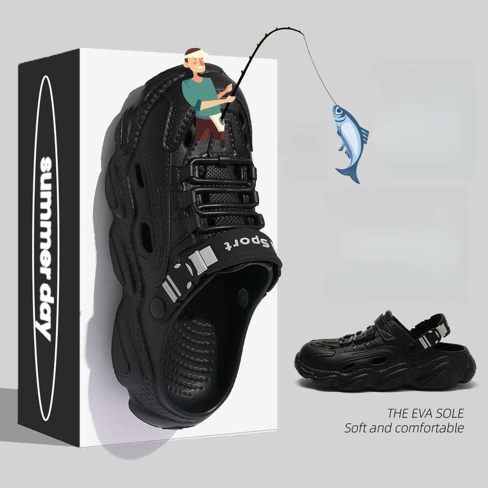 Cave Shoes For Men, Summer Outerwear EVA Anti Slip, Odor Proof, Breathable Driving Sandals, Beach Sports Toe Caps Slippers, Male Designer Sandals, Fre