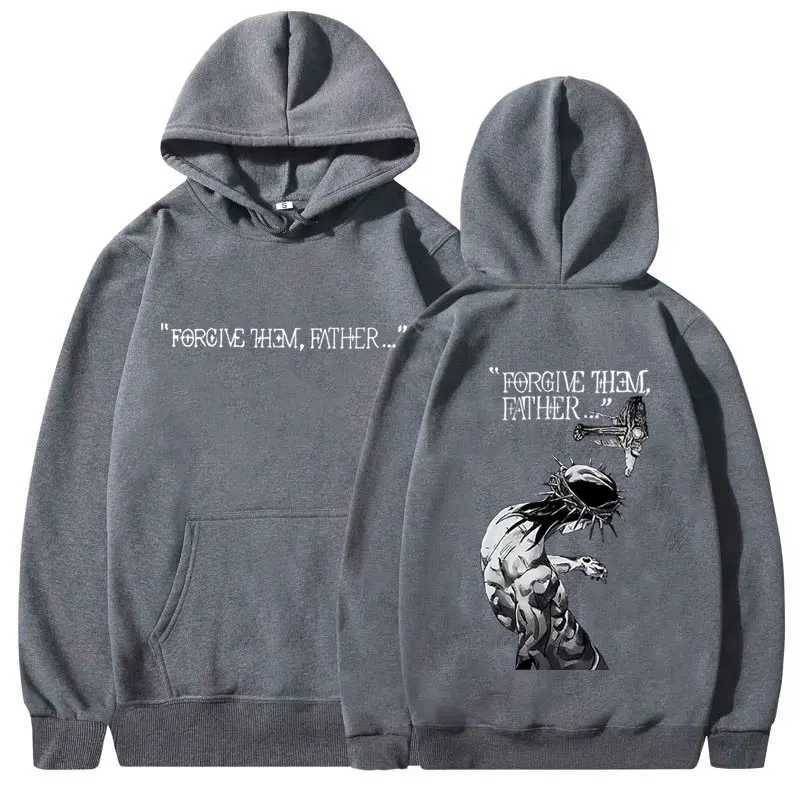 Christian Religious Jesus Forgive Them Father Hoodie Men Womens Gothic Rock Oversized Sweatshirt Male Casual Fleece Pullover W250530