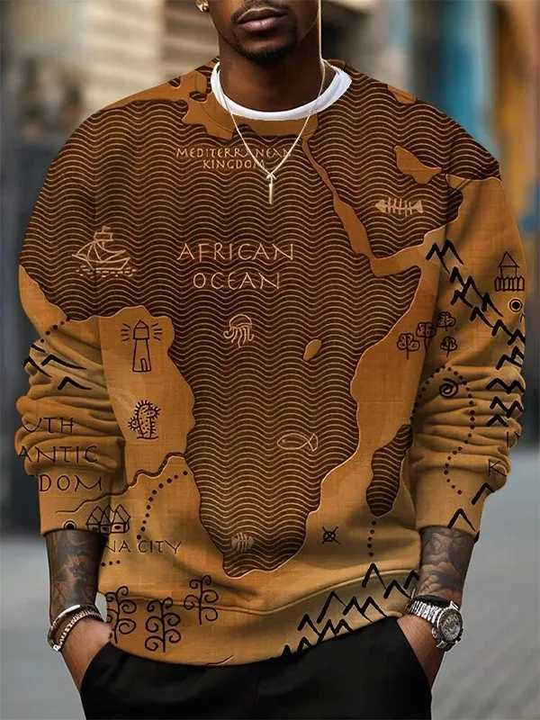 Fashion Mens African Style Graphic Sweatshirts Long Sleeved Sweatshirt O-Neck 3D Printed Casual Sweatshirt For Men Clothing W250530