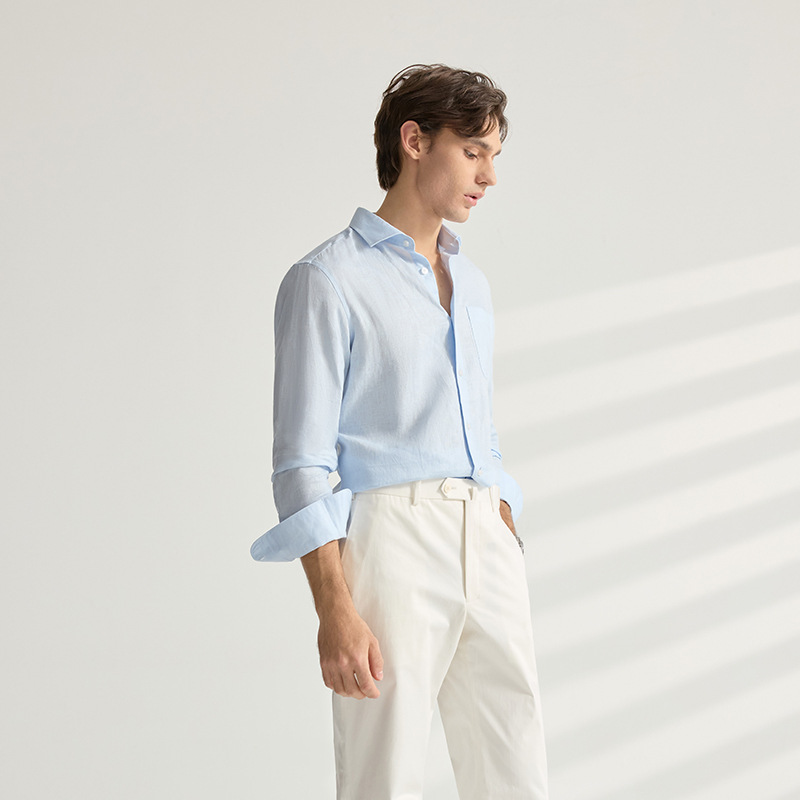 BXS/Stylish Mens Luxury designer/designer Long-sleeved business and casual shirts/golf t shirt/essentials/mens designer shirt/blue Business shirt