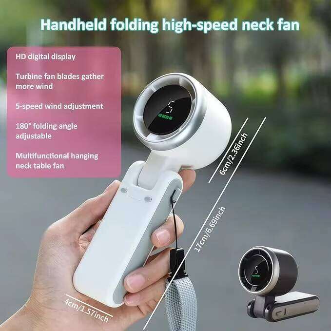 DHGadgets 5-Speed Turbo Mini Portable 180° Foldable High-Speed Handheld Fan