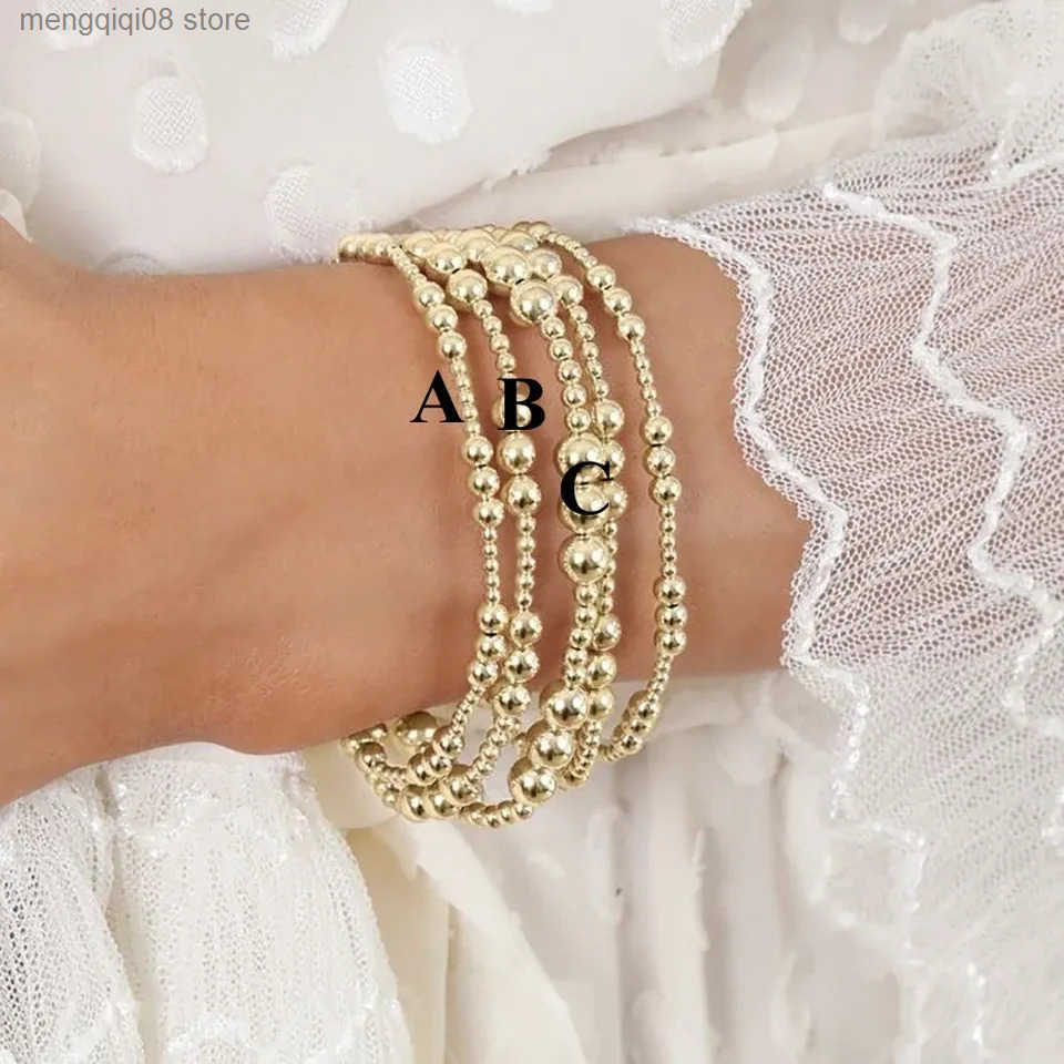 KKBEAD 18K Gold Plated Bracelet for Women Waterproof Beads Bracelets Jewelry Gift for Her Pulseras Mujer L250530