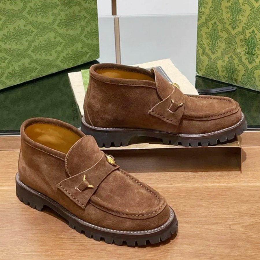 Rubber sole Platform Loafer shoe Designer Moccasin shoe Dress Womens men Fashion Suede leather Luxury brand blazer Mule Business boot Run outdoor Casual Wedge shoes