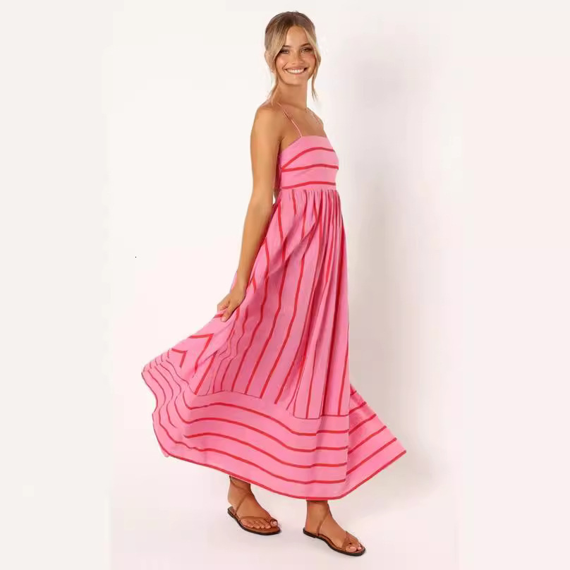 designer dress 2025 new striped sleeveless backless maxi simple dress 88111 dresses for woman