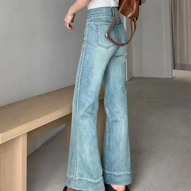 High Waist Bell Bottom Jeans Women Loose Fit Straight Leg Pants Autumn Winter plus Size Pear Shape Body Slimming Wide Trouse 250530