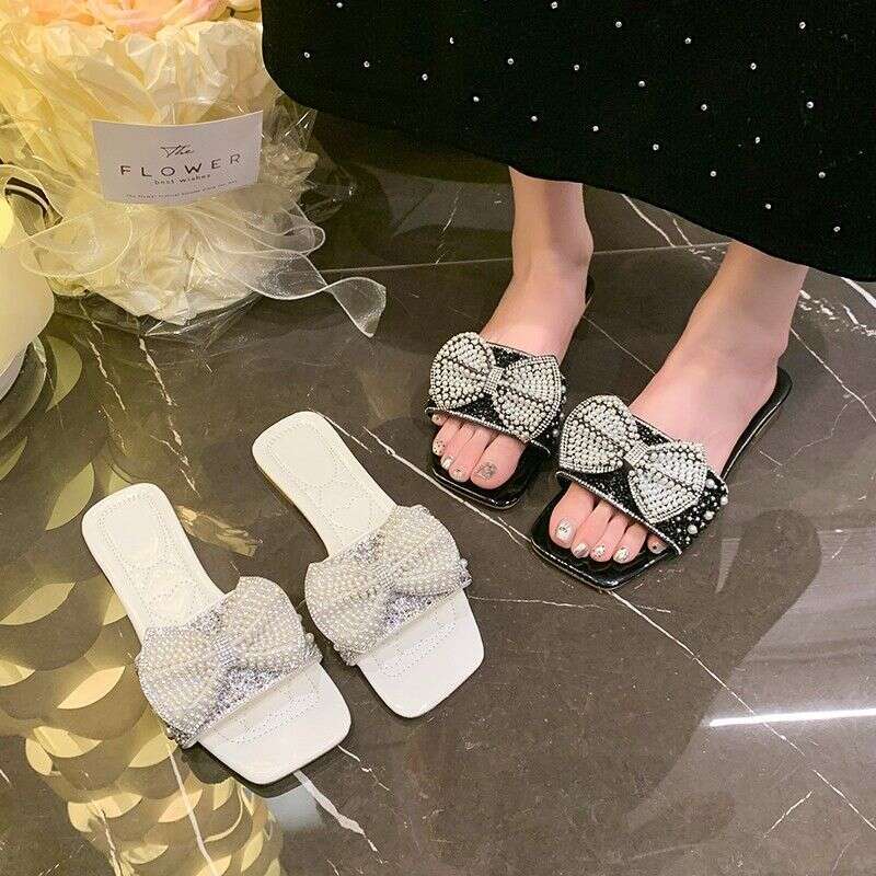 Summer Bow Sandals For Women's Outdoor Fashion, Fairy Water Diamond One-piece Slippers, New 2025 Versatile Designer Sandals