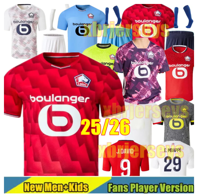 4XL25 26 LOSC Lille Soccer Jerseys J DAVID E.MBAPPE ZHEGROVA ANGEL Maillot DIAKITE YAZICI OUNAS Football Shirt 25 26 Lille anniversary D HARALDSSON Fourth Men Kids Kit