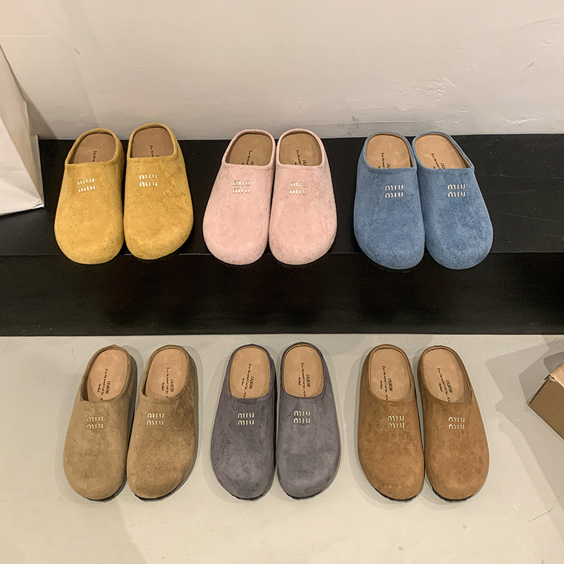 2025 hot new free shipping designer slippers for womens flat slippers grey yellow khaki pink New versatile soft sole casual single shoe