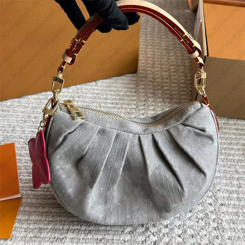Designer Pochette Valley bag M13571 women Denim half moon crescent handbag underarm tote high quality Shoulder crossbody bags Clutch wallet Hobo purses