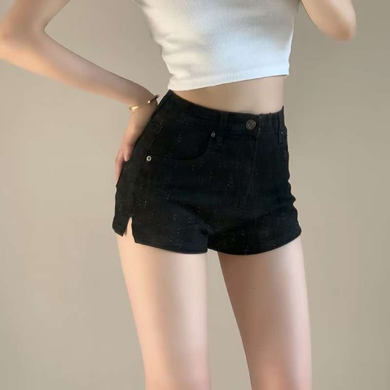 Shorts Women Denim Shorts Women S Summer Skinny Jeans Thin Hot Pants High Waist Small Split Hip Lift Shorts Trendy Ins Style Jean Shorts