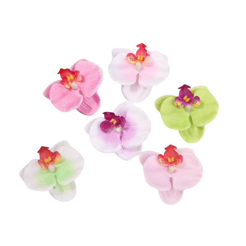 Violet White Phalaenopsis Silk Butterfly Orchid Flowers 6.5CM Hair Bows Clips For Women Girls Kid's Corsage Headdress Headbands Hairband Accessor