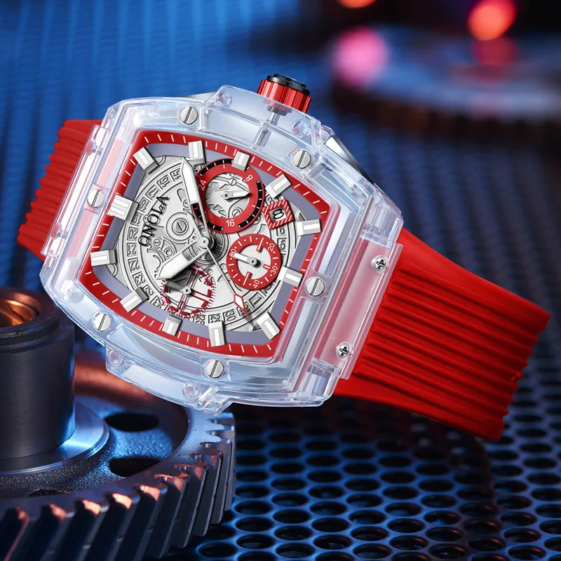 ONOLA Transparent Plastic Watch Men Women clock Fashion Sports casual unique Quartz y square Mens Watch 250530