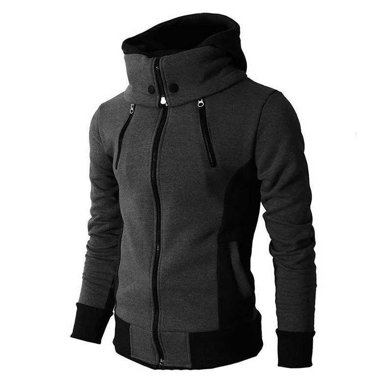 2023 Mens Fashion High Collar Warm Four Zipper Jacket Casual Zipper Hoodie Jacket Outdoor Sports Hoodie Jacket W250530