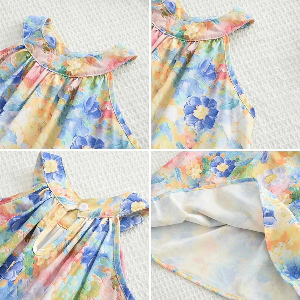 Summer New Sweet and Cute Childrens Clothing Oil Painting Sleeveless Vest Dress Birthday Party Costume Kids Dresses for Girls R250530