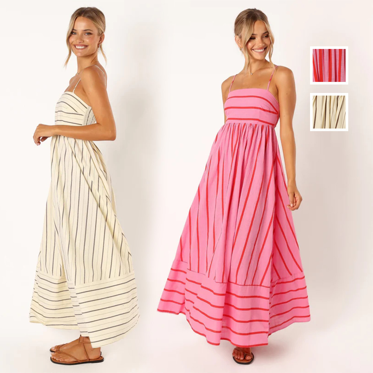 designer dress 2025 new striped sleeveless backless maxi simple dress 88111 dresses for woman