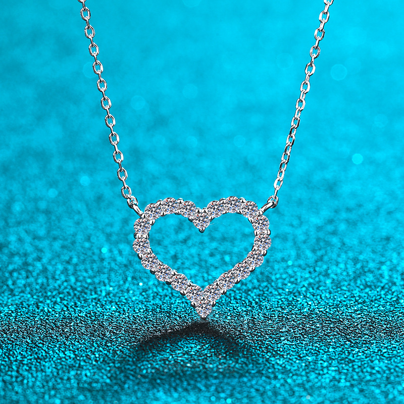 925 Sterling Silver Heart Pendant Necklace for Women PT950 Gold Plated Rose Gold Trendy Minimalist Jewelry Romantic Gift Wholesale Supply
