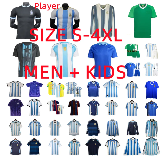 24 25 26 Argentina Soccer Jerseys ENZO J.ALVAREZ Player Version MESSIS ROMERO DI MARIA MARTINEZ DE PAUL MARADONA ALLISTER men Kids kit 2025 2026 Camisetas goalkeeper