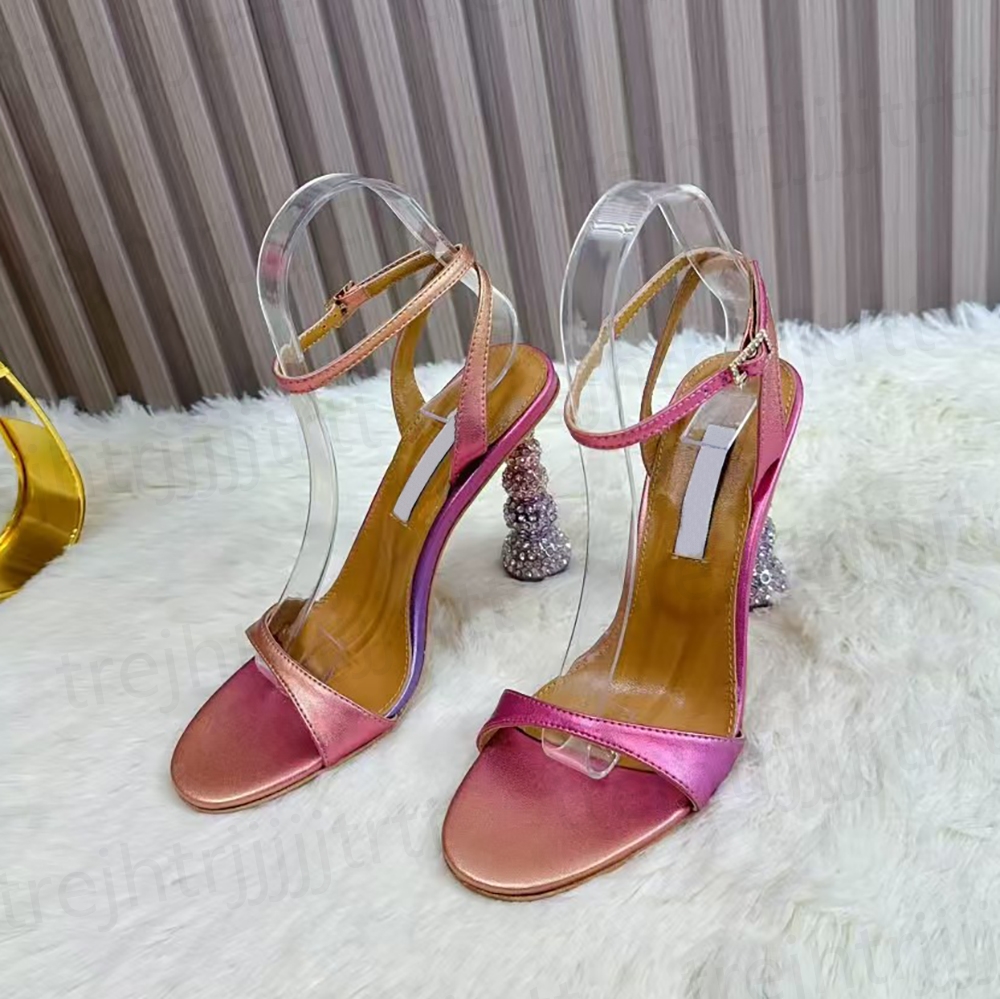 New style alien heel buckle strap sexy sandals for women rhinestone round toe open toe oversized high heels sandals luxury designer sandals