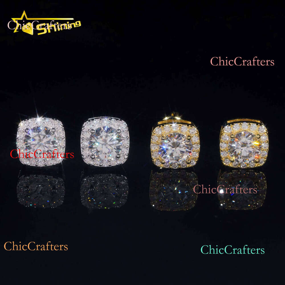 Ready to Ship Pass Dia Tester Hot Selling Fine Jewelry Sterling Sier Hip Hop VVS Moissanite Stud Earrings