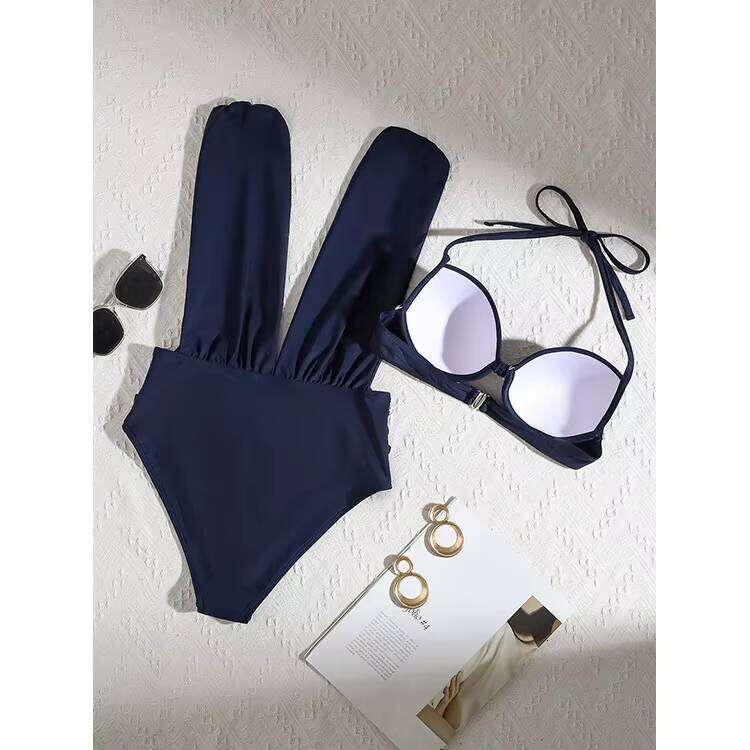 DHessentials Wholesale Fiess Solid Color Deep V Bikini Waist High Cut Swimsuit Women