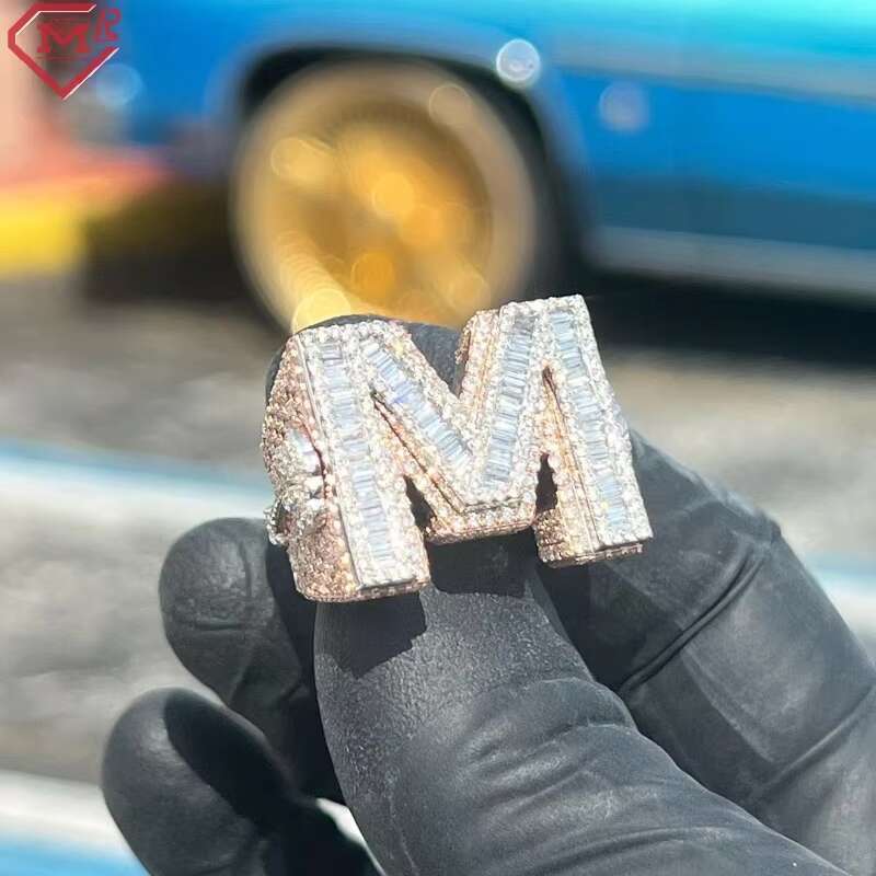 Luxury Moissanite Ring Mens Letter Hip Hop Fine Jewelry 925 Silver 10K Gold Customized Moissanite Ring