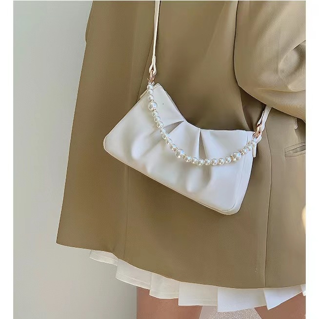 New Women s Handbag Wrinkled Pearl Cloud Underarm Bag Single Shoulder Crossbody Bag trend Designer Women s trend Single Shoulder Bag